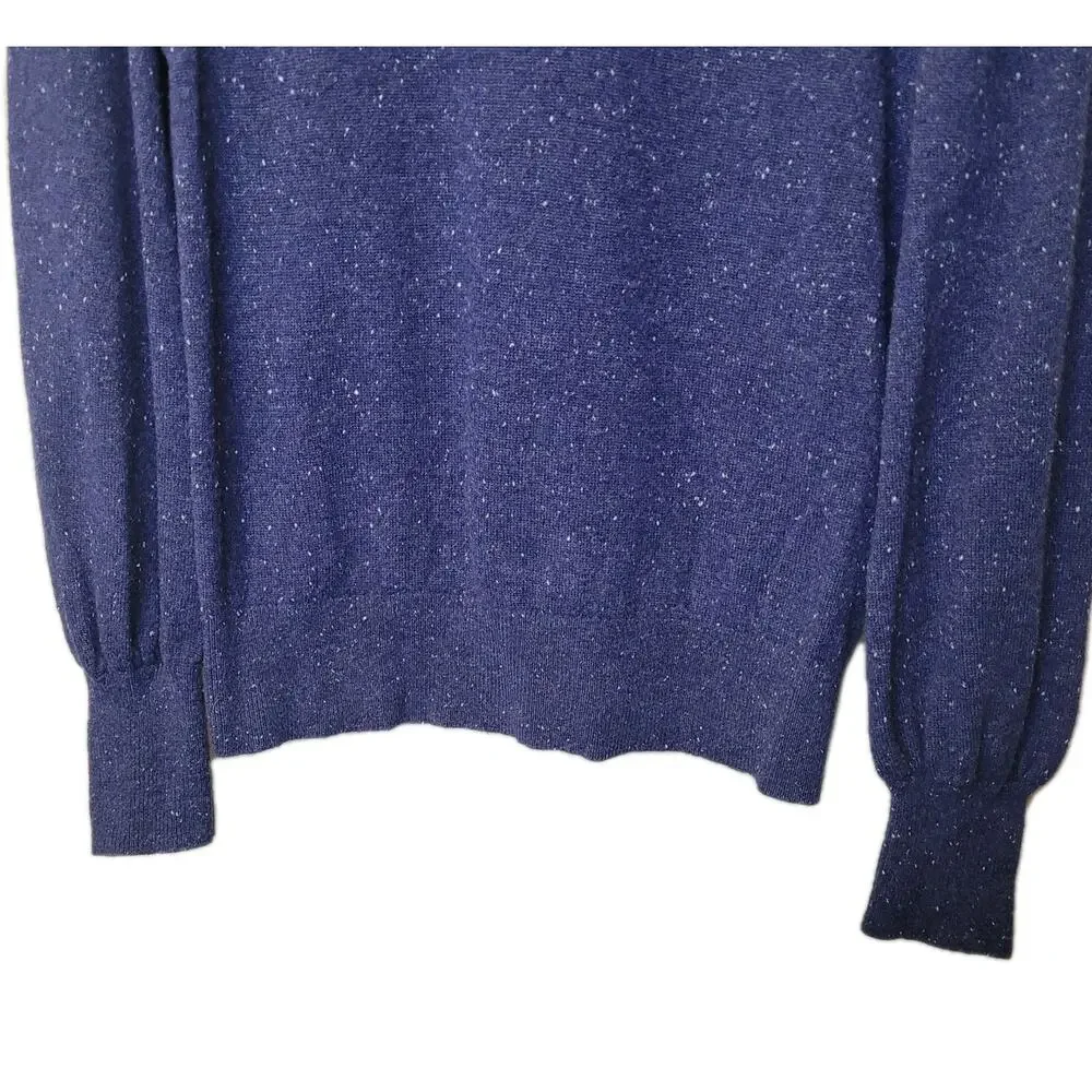 Everlane Womens Cashmere Round Neck Sweater in Indigo Donegal Small Quiet Luxury